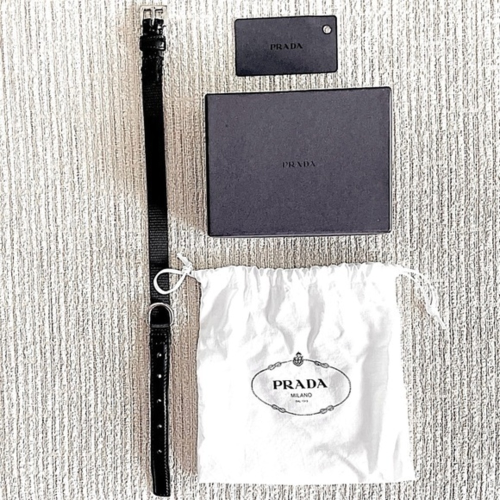 Prada! Black Leather Dog Collar with Original Box & Dust Bag!
